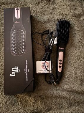 Lange Black Paddle Hair Brush with Rose Gold Controls